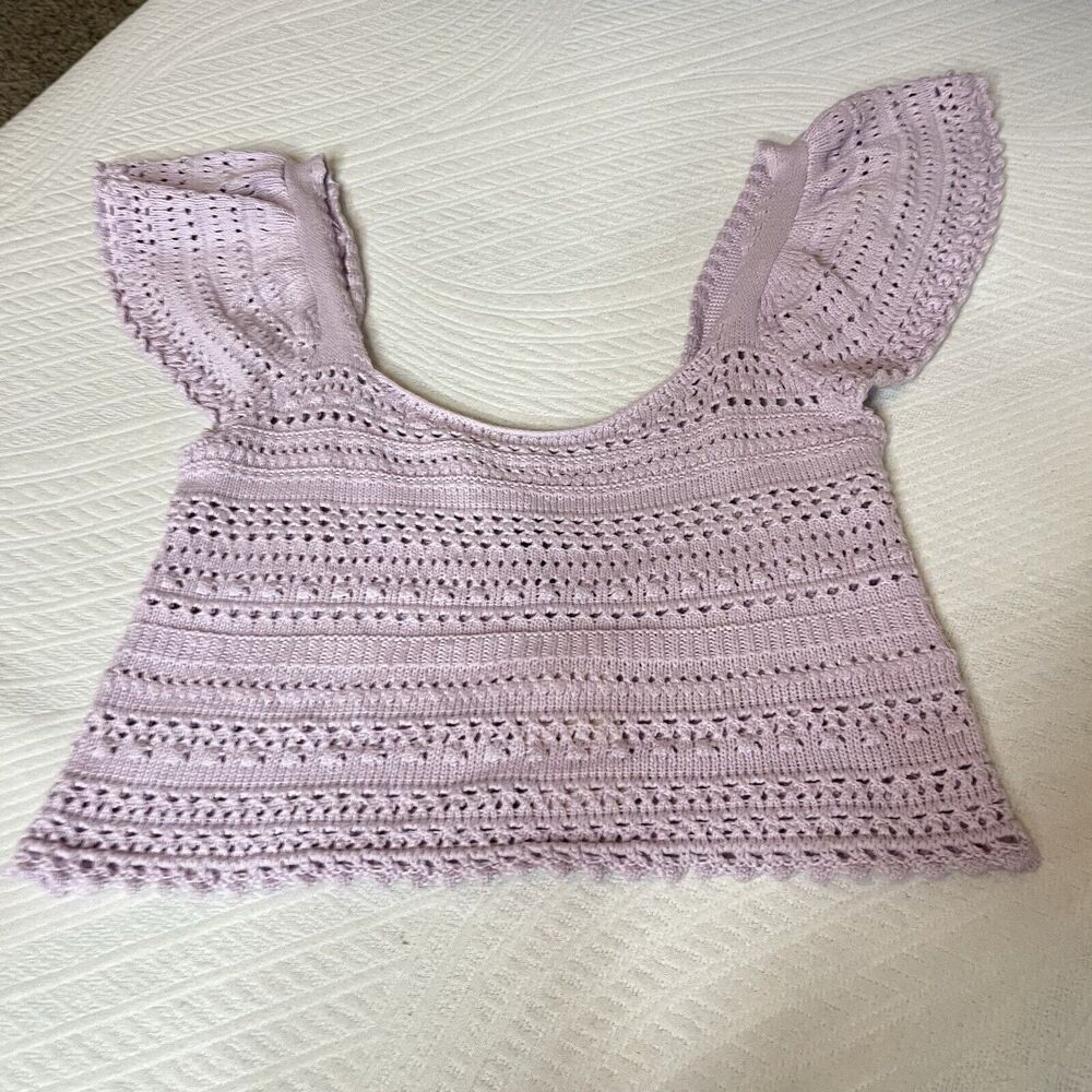 Sincerely Jules Women Sz M Knit Top Purple Cotton Blend Cottage Boho NWT